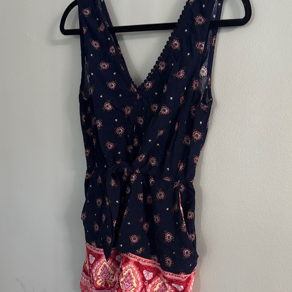 Navy and Pink As U Wish Sleeveless Romper - Picture 4 of 6